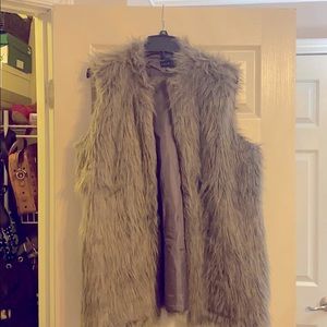 Gray Furry Winter Vest